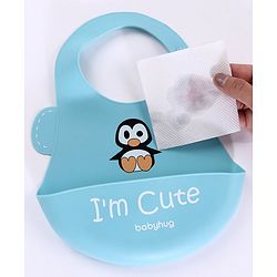 Babyhug Soft Silicone Feeding Bib  Bird Print, Yellow| Waterproof, Tear-Resistant, Easy to Wear| With Deep Crumb Catcher| Adjustable Fit| Foldable & Easy to Carry