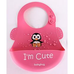 Babyhug Soft Silicone Feeding Bib  Bird Print, Yellow| Waterproof, Tear-Resistant, Easy to Wear| With Deep Crumb Catcher| Adjustable Fit| Foldable & Easy to Carry