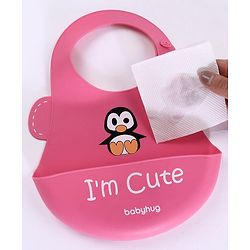 Babyhug Soft Silicone Feeding Bib  Bird Print, Yellow| Waterproof, Tear-Resistant, Easy to Wear| With Deep Crumb Catcher| Adjustable Fit| Foldable & Easy to Carry