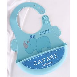 Babyhug Soft Silicone Feeding Bib  Bird Print, Yellow| Waterproof, Tear-Resistant, Easy to Wear| With Deep Crumb Catcher| Adjustable Fit| Foldable & Easy to Carry