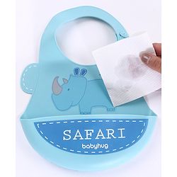Babyhug Soft Silicone Feeding Bib  Bird Print, Yellow| Waterproof, Tear-Resistant, Easy to Wear| With Deep Crumb Catcher| Adjustable Fit| Foldable & Easy to Carry