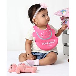 Babyhug Soft Silicone Feeding Bib  Bird Print, Yellow| Waterproof, Tear-Resistant, Easy to Wear| With Deep Crumb Catcher| Adjustable Fit| Foldable & Easy to Carry