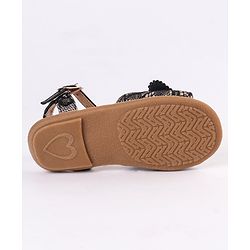 Cute Walk by Babyhug Party Wear Sandals Floral Appliques - Black