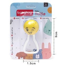 Babyhug Joy Rattle with Vibrant Color & Delightful Rattling Sound|Lightweight, Easy-to-Hold Rattle for Sensory|Motor Skill & Cognitive Development|Safe & Durable Material|3+ Months|BIS|Yellow & Blue