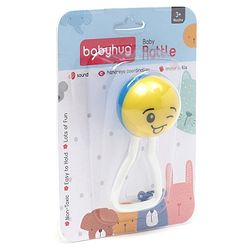 Babyhug Joy Rattle with Vibrant Color & Delightful Rattling Sound|Lightweight, Easy-to-Hold Rattle for Sensory|Motor Skill & Cognitive Development|Safe & Durable Material|3+ Months|BIS|Yellow & Blue