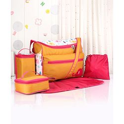Babyhug Winsome Diaper Bag Elephant Print - Yellow