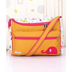Babyhug Winsome Diaper Bag Elephant Print - Yellow