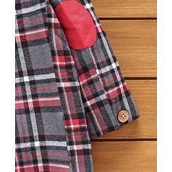 Babyhug Full Sleeves Checked Blazer With Three Pockets - Grey