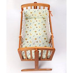 Babyhug Premium Cotton Head Support Bumper with Fitted Sheet for Cradle - Jungle Safari Theme