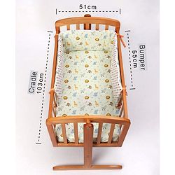 Babyhug Premium Cotton Head Support Bumper with Fitted Sheet for Cradle - Jungle Safari Theme