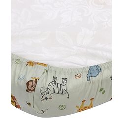 Babyhug Premium Cotton Head Support Bumper with Fitted Sheet for Cradle - Jungle Safari Theme
