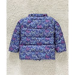 Babyhug Full Sleeves Hooded Jacket Allover Printed - Blue