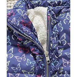 Babyhug Full Sleeves Hooded Jacket Allover Printed - Blue