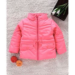 Babyhug Full Sleeves Padded Winter Jacket With Detachable Hood - Pink