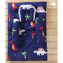 Babyhug Cotton Bedding Set Dino Print - Navy