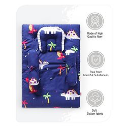 Babyhug Cotton Bedding Set Dino Print - Navy