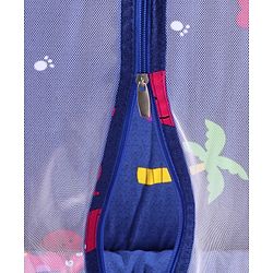 Babyhug Cotton Bedding Set with Mosquito Net Dino Kingdom Print - Navy Blue