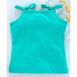 Babyhug Singlet Sleeves Top With Ruffle Detail - Green