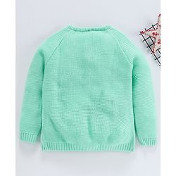 Babyhug Full Sleeves Front Open Sweater With Pockets - Light Green