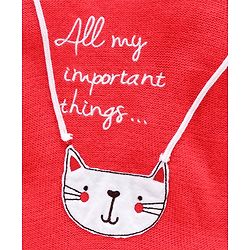 Babyhug Full Sleeves Sweater Kitty Patch - Coral White