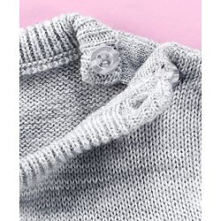 Babyhug Full Sleeves Frilled Sweater Kitty Embroidered - Grey