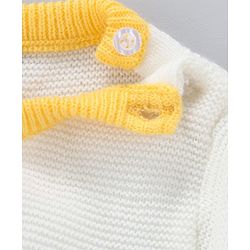 Babyhug Full Sleeves Stripe Sweater Text & Heart Embroidery - White Yellow