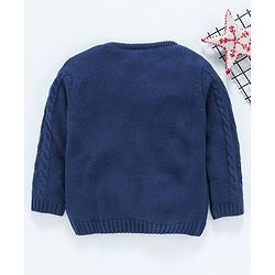 Babyhug Full Sleeves Sweater Glitter & Sparkle Print - Navy Blue
