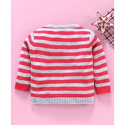 Babyhug Full Sleeves Sweater Bunny Patch - Pink Grey