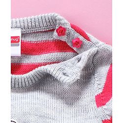 Babyhug Full Sleeves Sweater Bunny Patch - Pink Grey