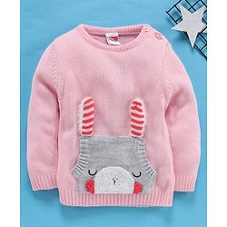 Babyhug Full Sleeves Sweater Animal Patch - Pink