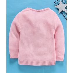 Babyhug Full Sleeves Sweater Animal Patch - Pink
