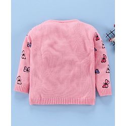 Babyhug Full Sleeves Sweater Butterfly Print - Pink