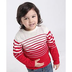 Babyhug Full Sleeves Sweater - Off White Red