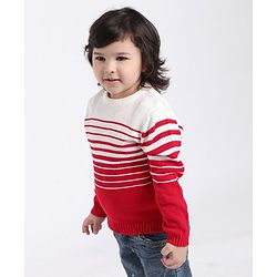 Babyhug Full Sleeves Sweater - Off White Red