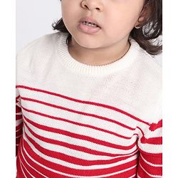 Babyhug Full Sleeves Sweater - Off White Red
