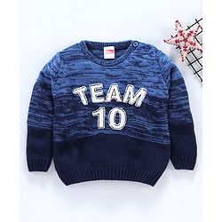 Babyhug Full Sleeves Sweater Team 10 Patch - Blue