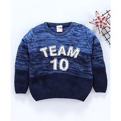 Babyhug Full Sleeves Sweater Team 10 Patch - Blue