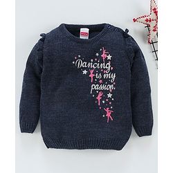 Babyhug Full Sleeves Sweater Dancing Print - Navy Blue