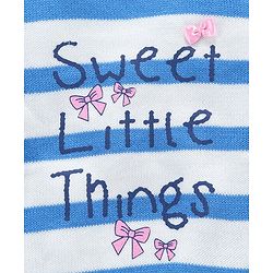 Babyhug Full Sleeves Striped Sweater Sweet Little Things Print - White Blue