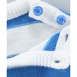 Babyhug Full Sleeves Striped Sweater Sweet Little Things Print - White Blue