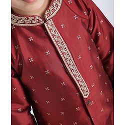 Babyhug Full Sleeves Kurta & Jodhpuri Breaches Abstract Design - Maroon