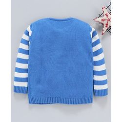 Babyhug Full Sleeves Sweater Kitty Embroidered - Blue