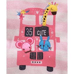 Babyhug Full Sleeves Striped Sweater Animal Patch - Pink