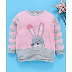 Babyhug Full Sleeves Winter Wear Sweater Bunny Patch - Pink