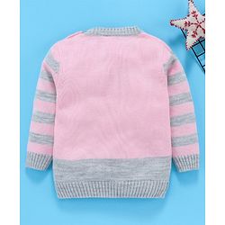 Babyhug Full Sleeves Winter Wear Sweater Bunny Patch - Pink