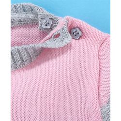 Babyhug Full Sleeves Winter Wear Sweater Bunny Patch - Pink