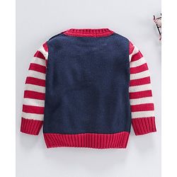 Babyhug Full Sleeves Sweater Bus Embroidery - Navy Blue