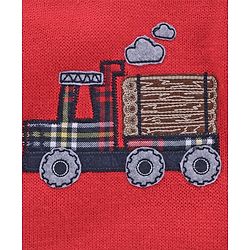 Babyhug Full Sleeves Sweater Truck Patch - Red Blue