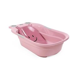 Babyhug Large Bath Tub with Bath Sling Smiley Print with Drainage Cap - Pink