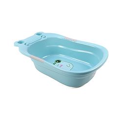 Babyhug Large Bath Tub with Bath Sling Smiley Print with Drainage Cap - Blue